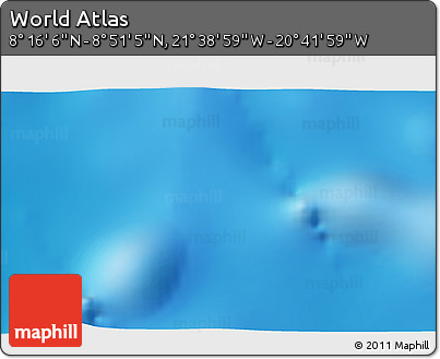 Physical 3D Map of the Area around 8° 33' 36" N, 21° 10' 29" W