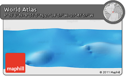 Physical Panoramic Map of the Area around 8° 33' 36" N, 21° 10' 29" W