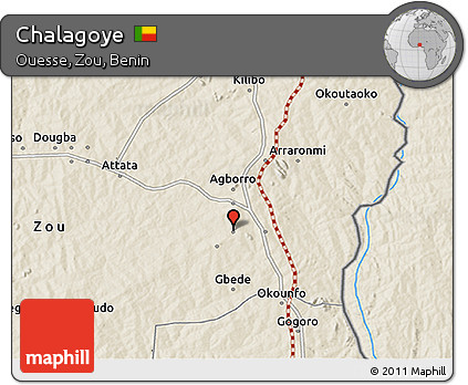 Shaded Relief 3D Map of Chalagoye