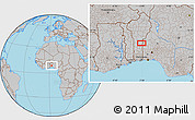 Gray Location Map of the area around 8° 33' 36" N, 2° 37' 30" E