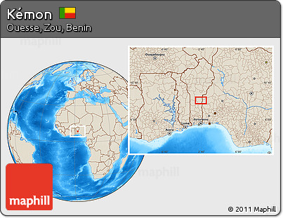 Shaded Relief Location Map of Kémon
