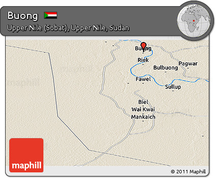 Shaded Relief Panoramic Map of Buong