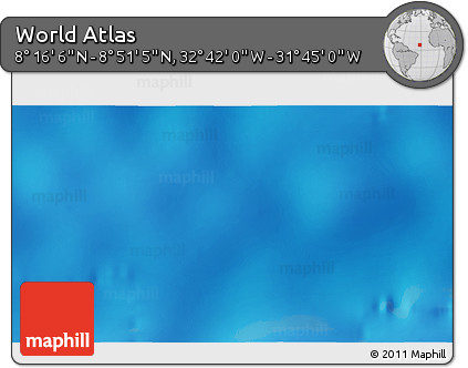 Physical 3D Map of the Area around 8° 33' 36" N, 32° 13' 30" W