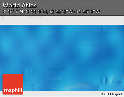 Physical 3D Map of the Area around 8° 33' 36" N, 32° 13' 30" W