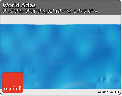 Physical 3D Map of the Area around 8° 33' 36" N, 32° 13' 30" W