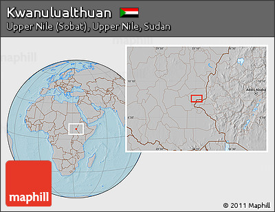 Gray Location Map of Kwanulualthuan, hill shading