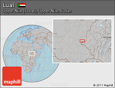 Gray Location Map of Lual, hill shading