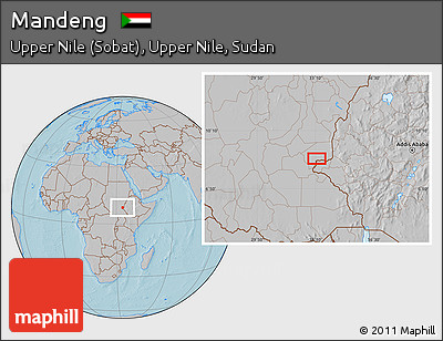 Gray Location Map of Mandeng, hill shading