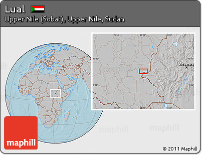Gray Location Map of Lual, hill shading