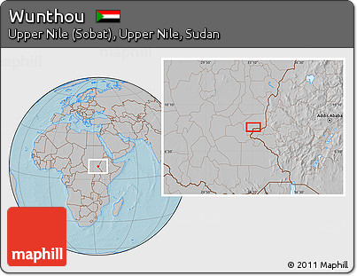 Gray Location Map of Wunthou, hill shading