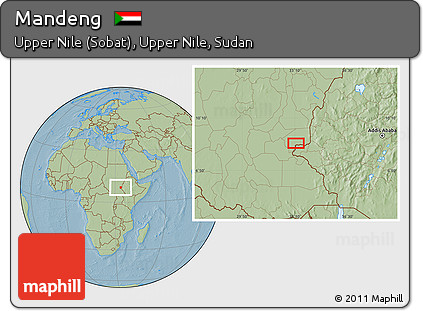 Savanna Style Location Map of Mandeng, hill shading