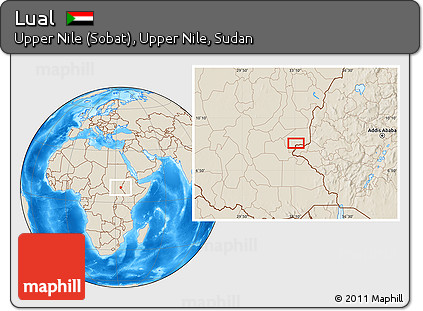Shaded Relief Location Map of Lual