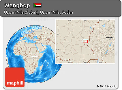 Shaded Relief Location Map of Wangbop