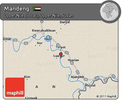 Shaded Relief Map of Mandeng
