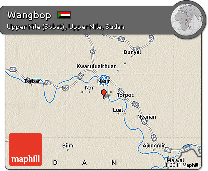 Shaded Relief Map of Wangbop