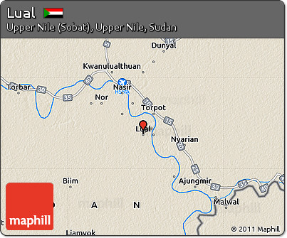 Shaded Relief Map of Lual