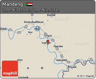 Shaded Relief Map of Mandeng