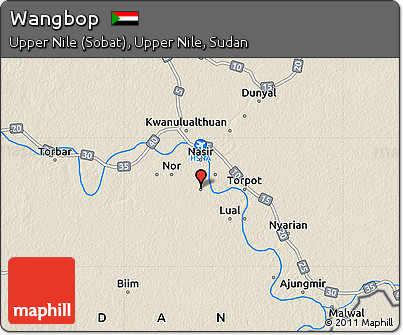 Shaded Relief Map of Wangbop