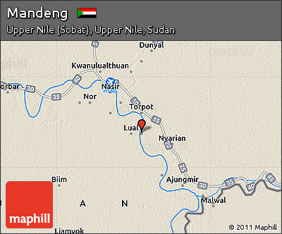 Shaded Relief Map of Mandeng