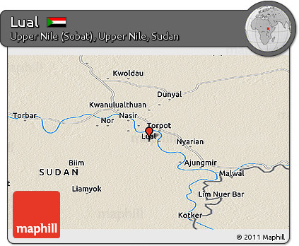 Shaded Relief Panoramic Map of Lual