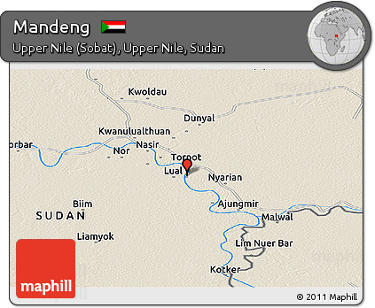 Shaded Relief Panoramic Map of Mandeng