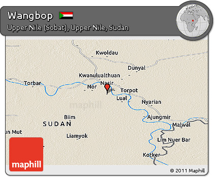 Shaded Relief Panoramic Map of Wangbop