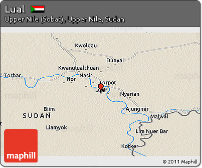 Shaded Relief Panoramic Map of Lual