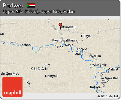 Shaded Relief Panoramic Map of Padwei