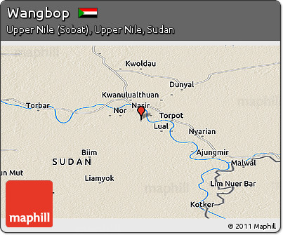 Shaded Relief Panoramic Map of Wangbop