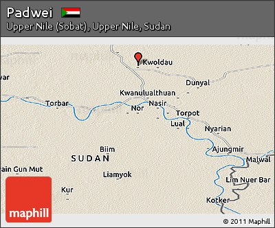 Shaded Relief Panoramic Map of Padwei
