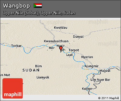 Shaded Relief Panoramic Map of Wangbop