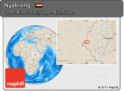 Shaded Relief Location Map of Nyabiong