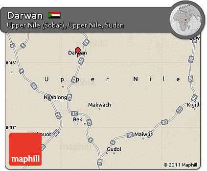 Shaded Relief Map of Darwan