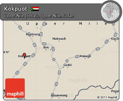 Shaded Relief Map of Kokpuot