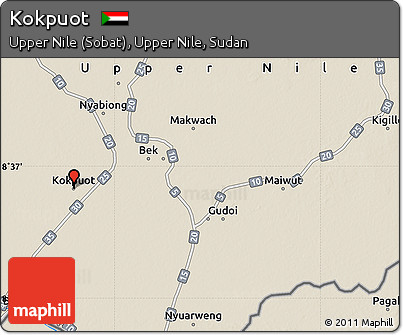 Shaded Relief Map of Kokpuot