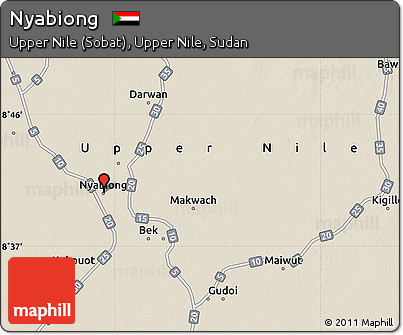 Shaded Relief Map of Nyabiong