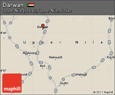 Shaded Relief Map of Darwan