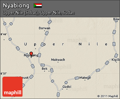 Shaded Relief Map of Nyabiong