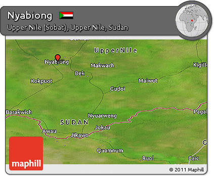 Satellite Panoramic Map of Nyabiong