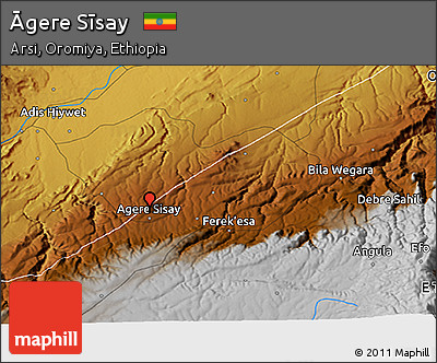 Physical 3D Map of Āgere Sīsay