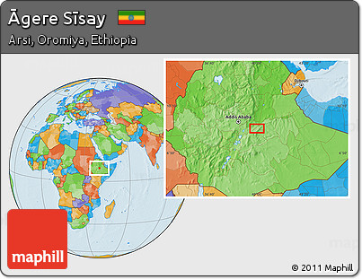 Political Location Map of Āgere Sīsay