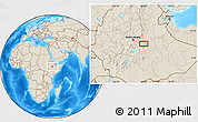 Shaded Relief Location Map of Āgere Sīsay