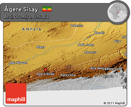 Physical Panoramic Map of Āgere Sīsay