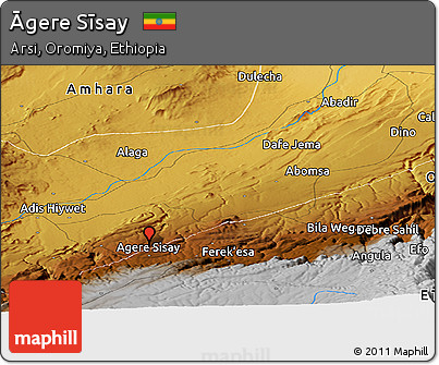 Physical Panoramic Map of Āgere Sīsay