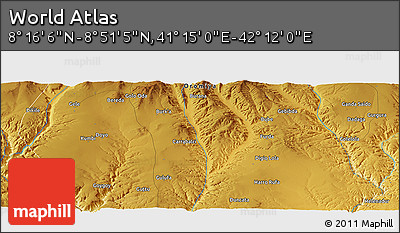 Physical Panoramic Map of the Area around 8° 33' 36" N, 41° 43' 30" E