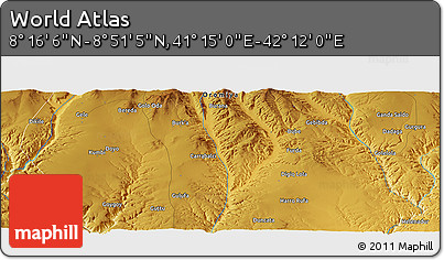 Physical Panoramic Map of the Area around 8° 33' 36" N, 41° 43' 30" E