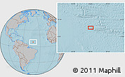 Gray Location Map of the area around 8° 33' 36" N, 42° 25' 29" W, hill shading