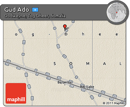 Shaded Relief Map of Gud Ado