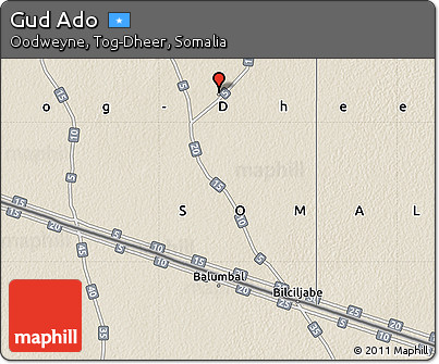 Shaded Relief Map of Gud Ado