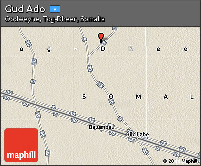 Shaded Relief Map of Gud Ado